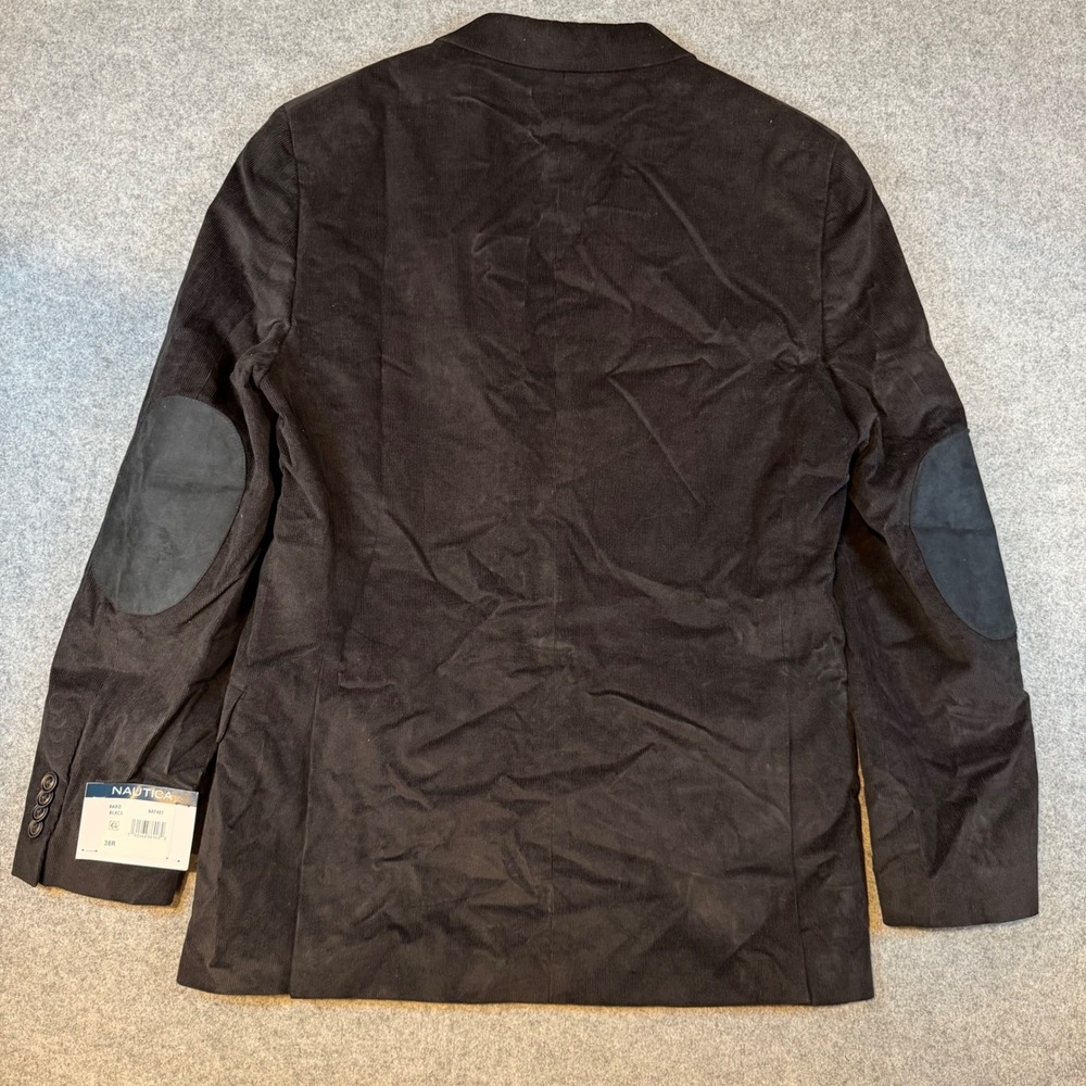 Nautica Bard Mens Black Corduroy Blazer Elbow Patches Active Stretch 38R NAF481 - Picture 8 of 13